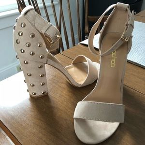 Nude Heels with Gold Rounded Studs